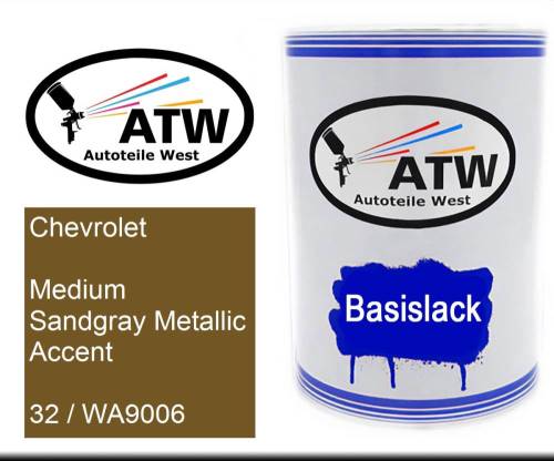 Chevrolet, Medium Sandgray Metallic Accent, 32 / WA9006: 500ml Lackdose, von ATW Autoteile West.